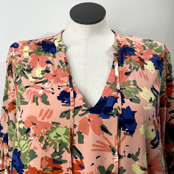 Eloquii Plus Size 18 Shirt Floral Peasant Top Ruffle Sleeve Boho Romantic Spring - Picture 4 of 10